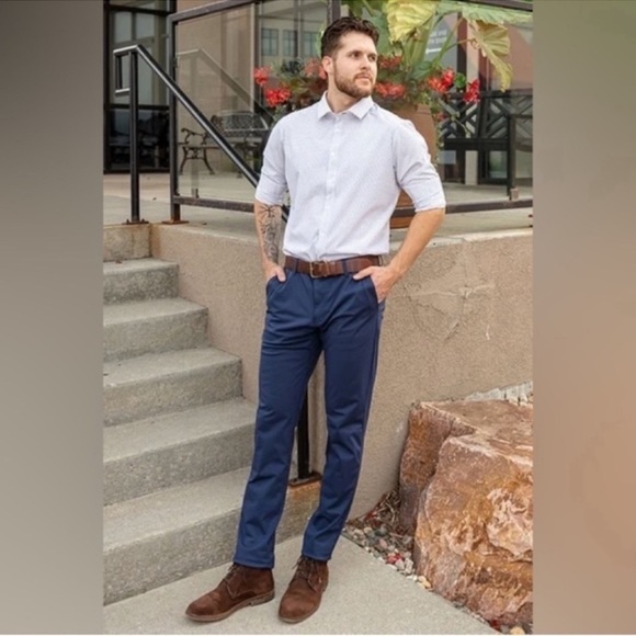 RHÔNE Navy Classic Commuter Stretch Chino Pants 30W - Picture 1 of 8